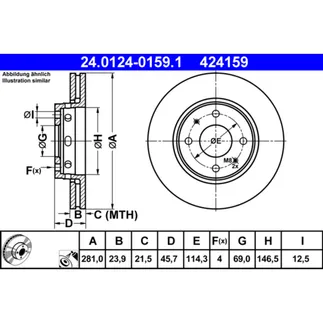 ATE Front Disc Brake Rotor - 30818027